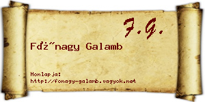 Fónagy Galamb névjegykártya